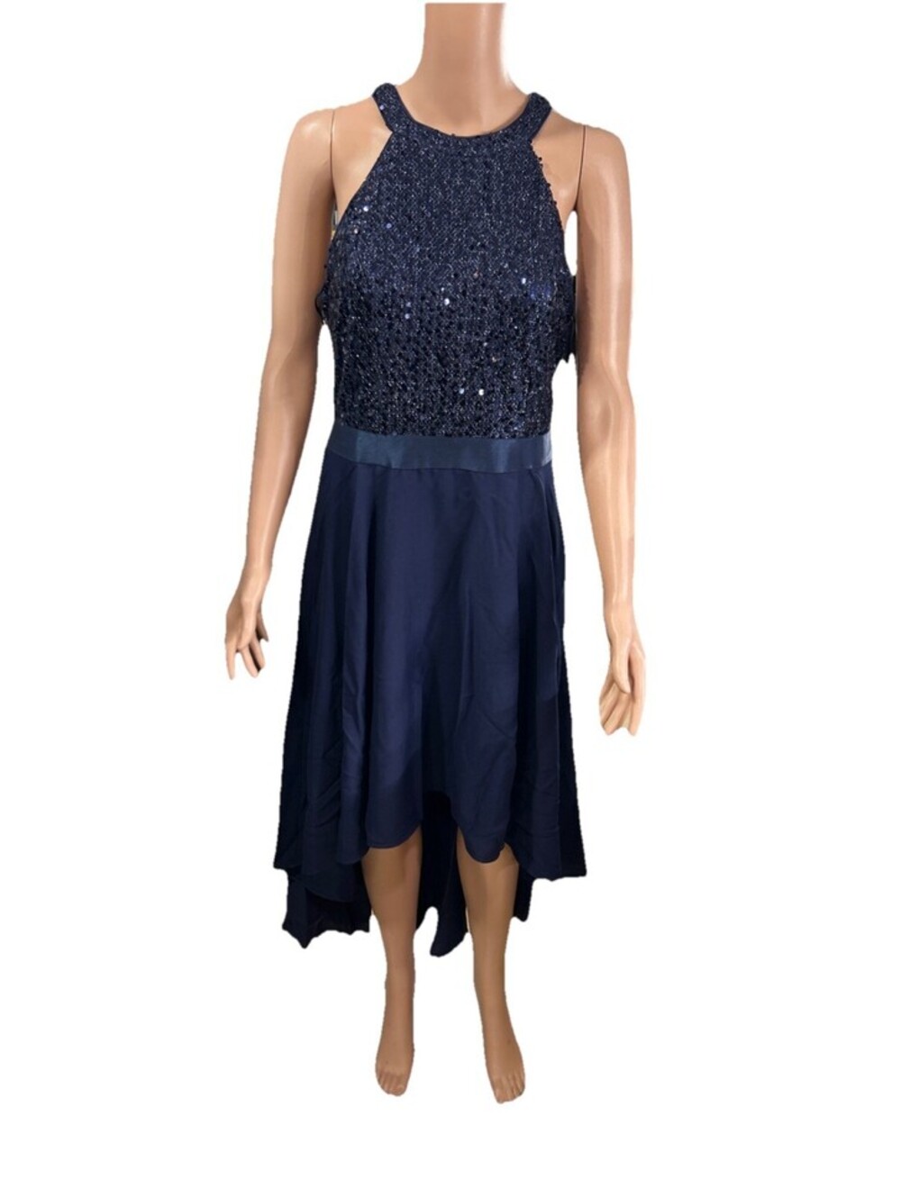 Dressystar Women’s Dress Large Dark Blue Sleeveless Formal Cocktail Evening Gown